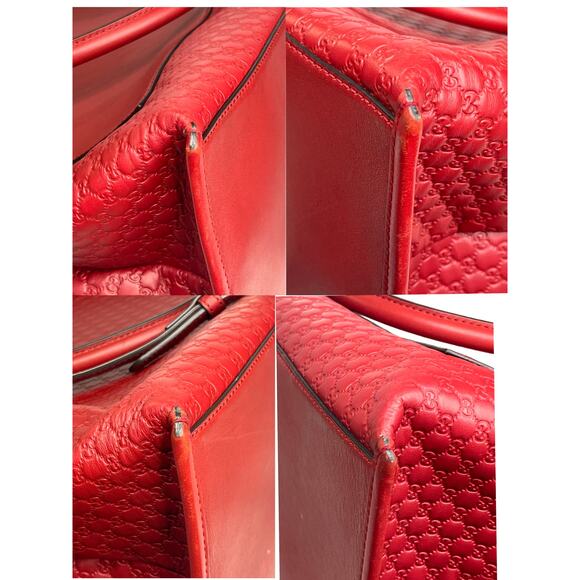Gucci Guccissima Red Leather Tote Bag Shoulder Satchel Authentic Made In Italy - Picture 16 of 16